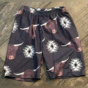 Men's Black and Brown Patterned Shorts